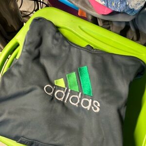 Adidas Kids hoodie Jacket - Grey with Green Logo
